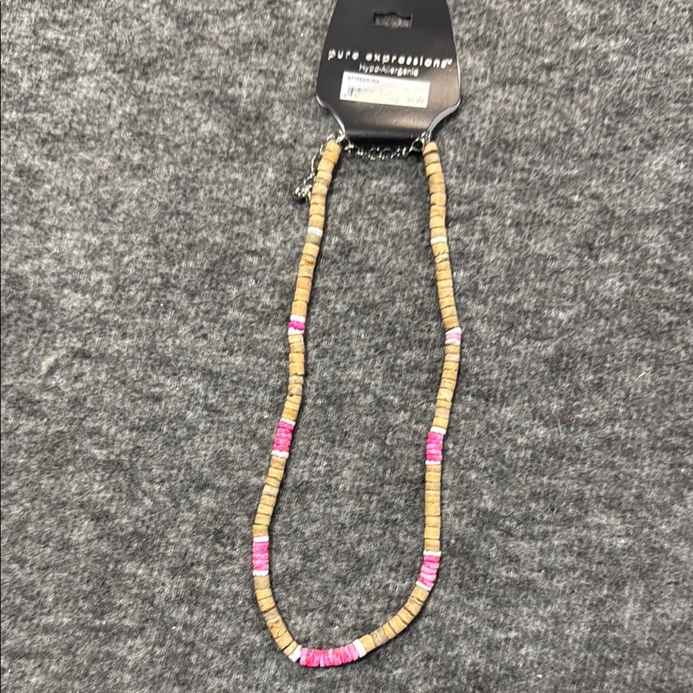 Expressions Pink and Tan Beaded Necklace